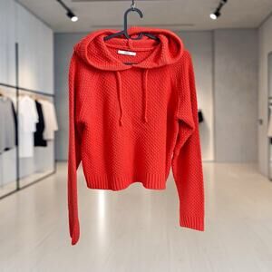 COLIN'S Women's Red Knit Hooded Pullover Sweater Solid Long Sleeve Size M